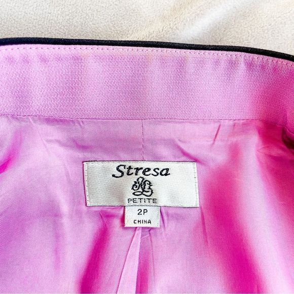 Stresa 2P Peony Pink Blazer Black Edging with Pockets & Matching Sleeveless Top - Picture 15 of 16